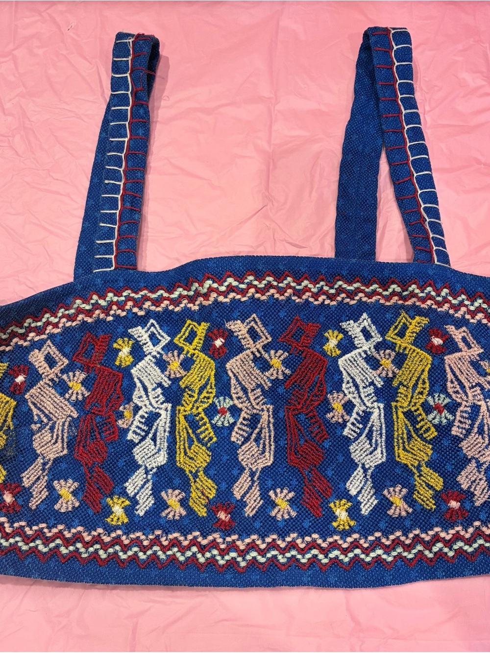 Forever 21 Women’s Woven Cotton Embroidered Geometric Crop Tank Retro Pinup Sz S